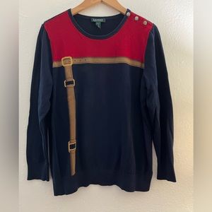 VINTAGE Lauren Ralph Lauren Equestrian Buckle Sweater XL